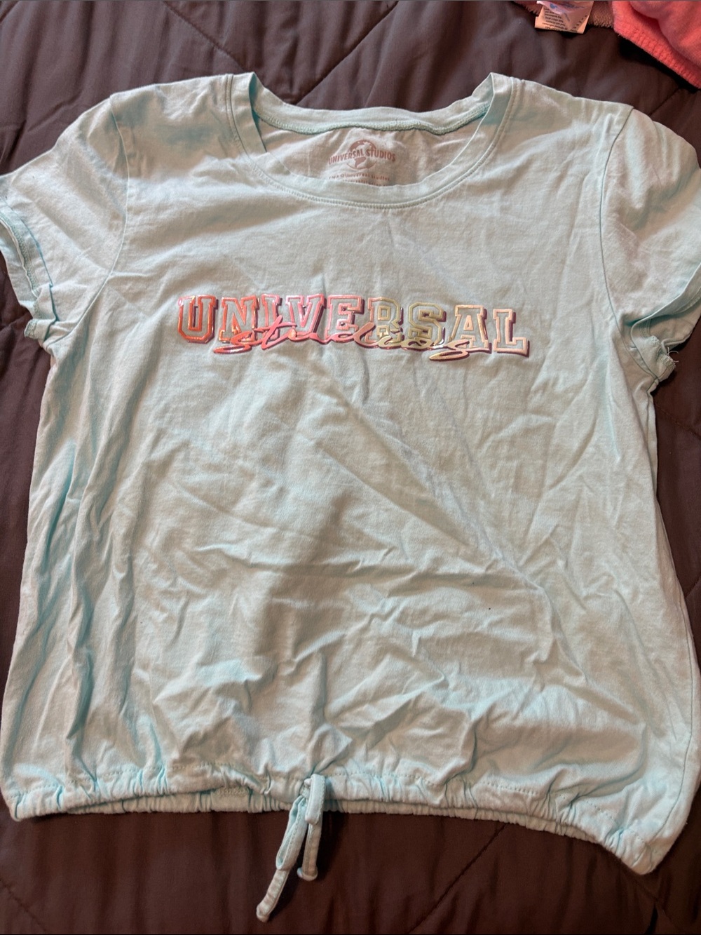 Universal Studios Light Blue Short Sleeve Tie-Hem Tee